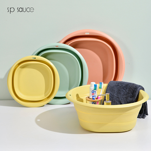 日本SP折贴脸盆洗衣盆洗菜盆学生宿舍洗脸盆省空间加厚家用脸盆