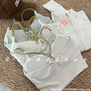 带固定杯美背瑜伽背心 撞色运动小吊带 巨惠价