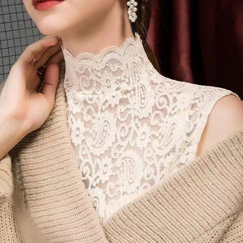 蕾丝毛衣假领子高领内搭小衫大码秋冬性感修身显瘦镂空蕾丝上衣女,女装/女士精品,蕾丝衫/雪纺衫,淘宝优惠券,粉丝福利购,淘宝优惠卷