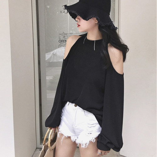 防晒罩衫时尚薄宽松打底衫女露肩
