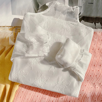 蕾丝上衣大码胖mm加绒保暖打底衫