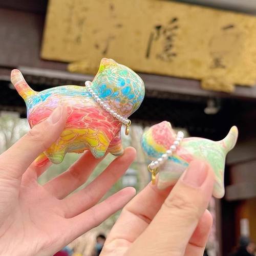 杭州猫咪大漆多彩可爱猫咪包挂件