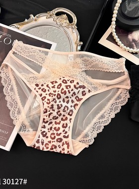 魅丽翘30127野蛮豹纹蕾丝内裤女中低腰包臀透气舒适三角裤短裤头