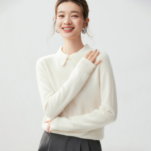 学院风POLO领山羊绒秋冬羊绒衫
