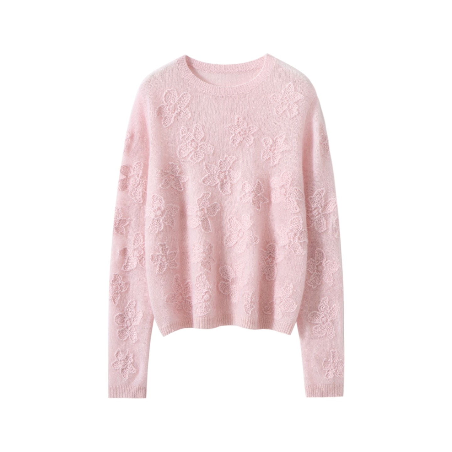 康赛妮温柔慵懒风重工绣花山羊绒衫女圆领长袖针织毛衣百搭套头衫,女装/女士精品,羊绒衫,淘宝优惠券,粉丝福利购,淘宝优惠卷