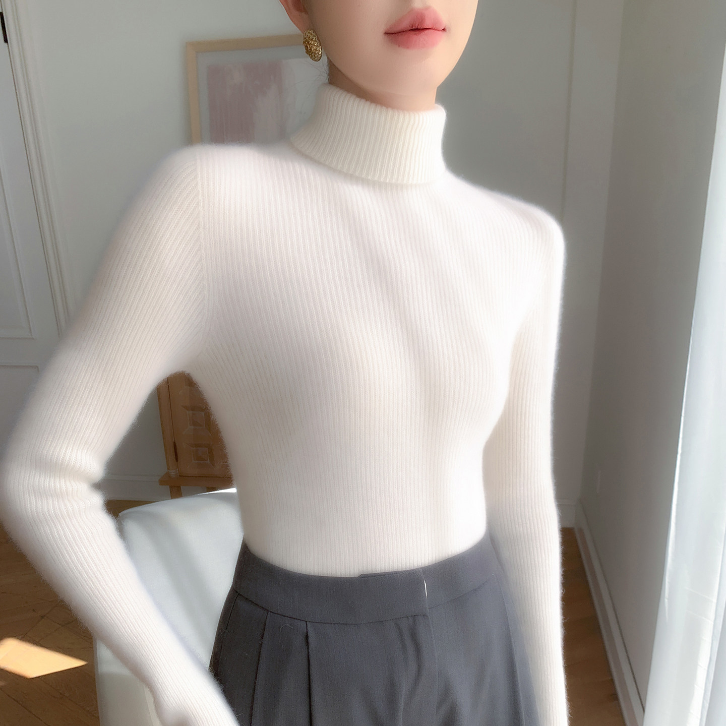 七针加厚高翻领山羊绒衫女长袖修身打底衫秋冬新款内搭针织衫上衣,女装/女士精品,羊绒衫,淘宝优惠券,粉丝福利购,淘宝优惠卷