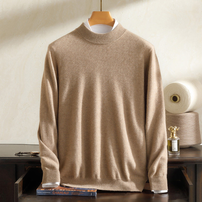 12针平面100%纯羊绒衫男士半高领经典百搭商务休闲修身针织衫毛衣,男装,羊绒套衫,淘宝优惠券,粉丝福利购,淘宝优惠卷