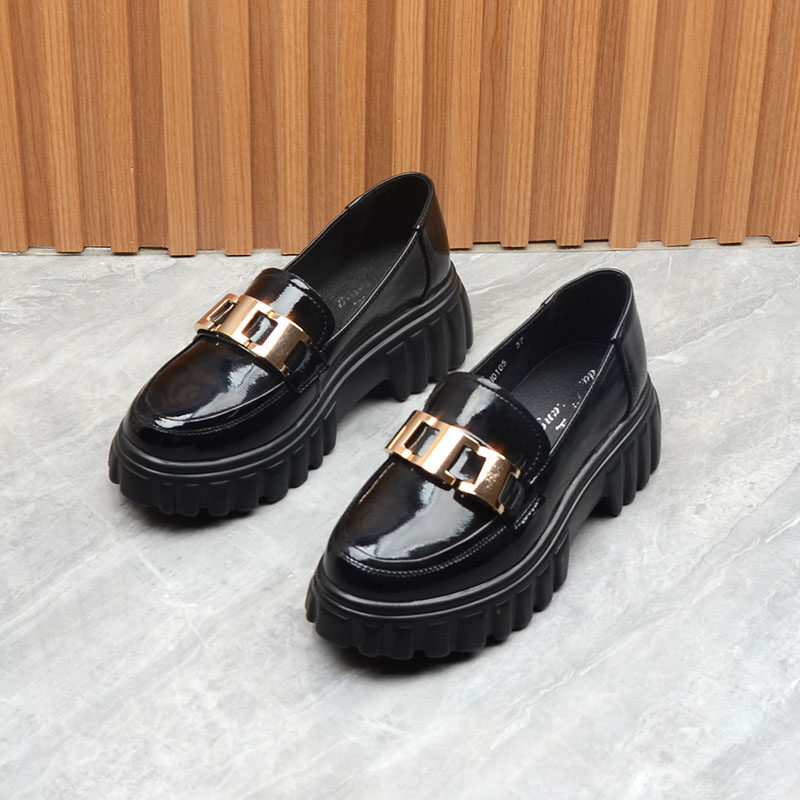 小赵家 真皮厚底乐福鞋漆皮春季牛皮英伦风小皮鞋黑色增高女单鞋,女鞋,深口单鞋,淘宝优惠券,粉丝福利购,淘宝优惠卷