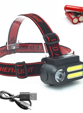 COB户外应急头戴式电筒 充电照明头灯多功能USB接口