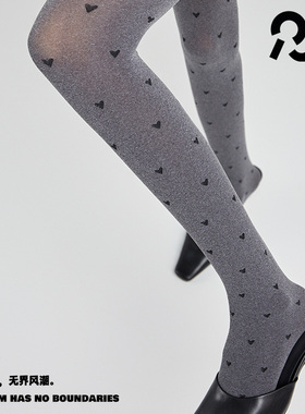 灰色波点丝袜女春秋格雷系打底裤袜点点爱心提花薄款天鹅绒连裤袜