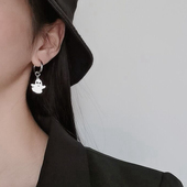 女生黑暗系耳环钛钢潮流男耳圈耳夹款 新款 幽灵宝宝小耳钉朋克个性