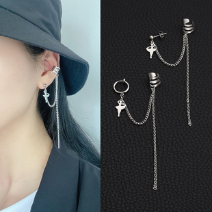 潮流原创设计流苏耳链一体式耳骨环小众个性女生耳钉无耳洞耳夹款