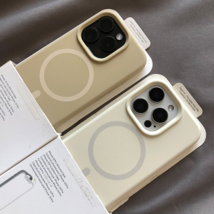 奶咖色适用iPhone16Promax磁吸液态硅胶手苹果15大孔14防摔13新款