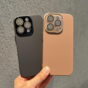 奶茶色适用苹果14Promax手机壳iphone13精孔硬壳12磨砂11自带镜头