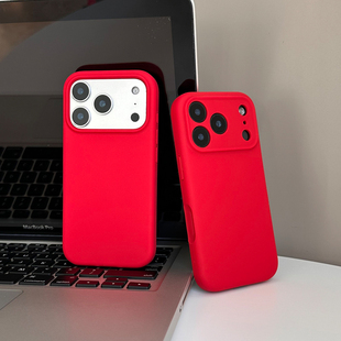 红色适用苹果17Promax手机壳新年iPhone16蔷薇粉全包防摔本命年