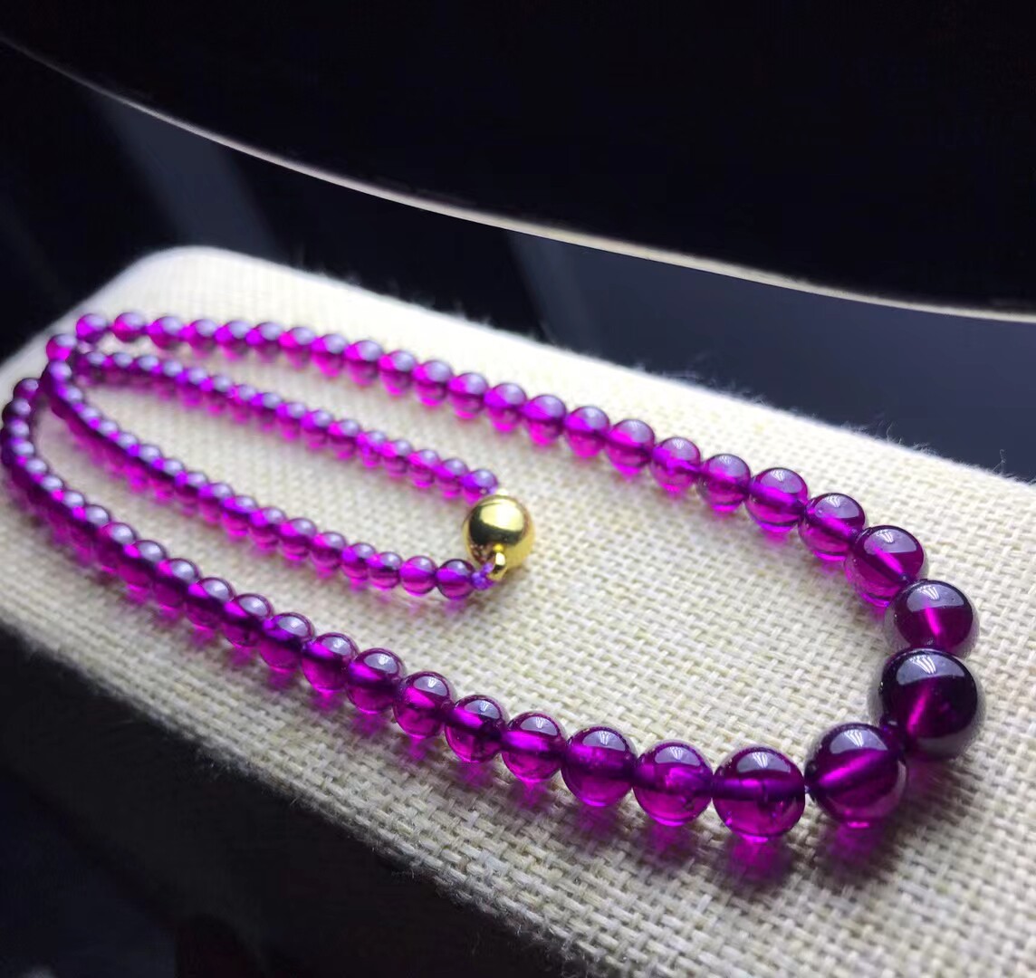 紫牙乌石榴石项链塔链老矿天然水晶饰品转运珠颈链男女原创设计