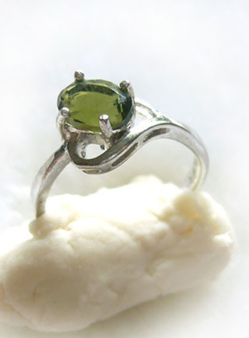 捷克陨石戒指男女款天然水晶宝石