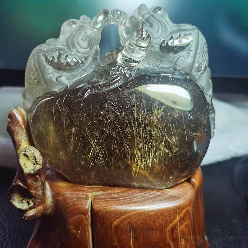 天然水晶金发晶貔貅摆件