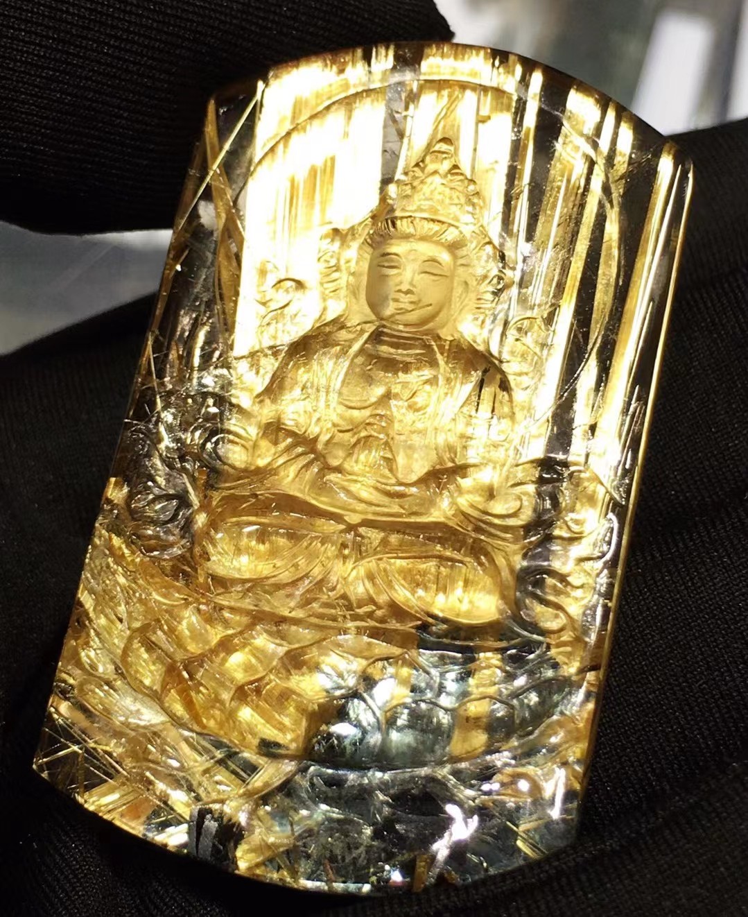 钛晶观音吊坠雕刻佛天然水晶男女