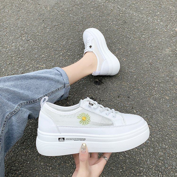 2020新款小雏菊花小白鞋夏季时尚透气网面单网厚底增高休闲女鞋潮|msdalam kategori Kasut wanita, kasut rendah - dari Buy2taobao.com untuk memberikan perkhidmatan ejen Taobao profesional membeli