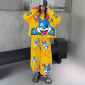 新款 宽松休闲两件套装 时尚 女字母卡通兔卫衣卫裤 减龄套装 2026春季