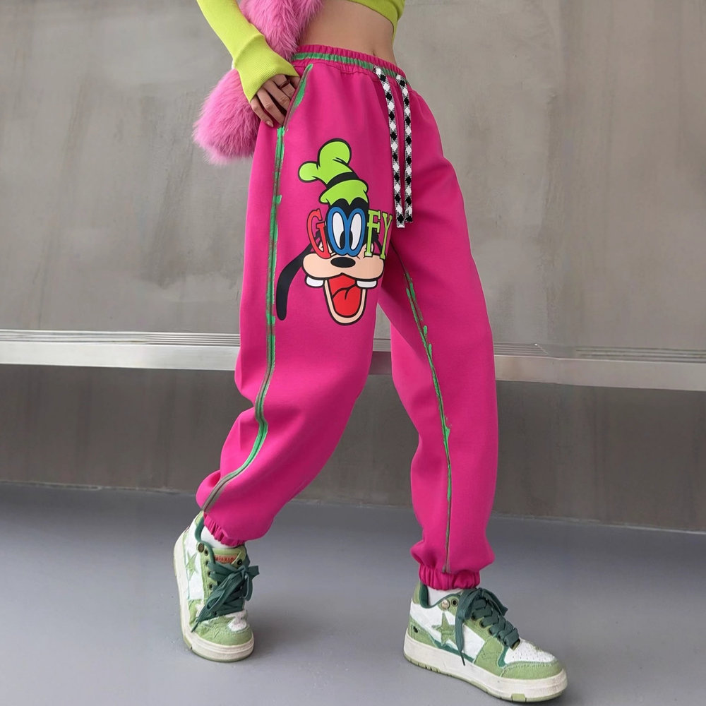 束脚加厚通勤高腰长裤卡通均码