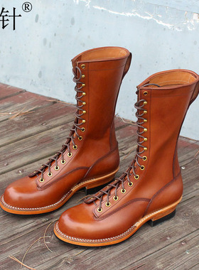 勤针男鞋Stich down工艺马丁靴男长高帮鞋男青春潮流户外工装靴子