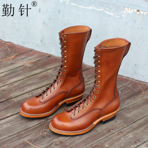 勤针工装靴子系带耐穿外翻工艺