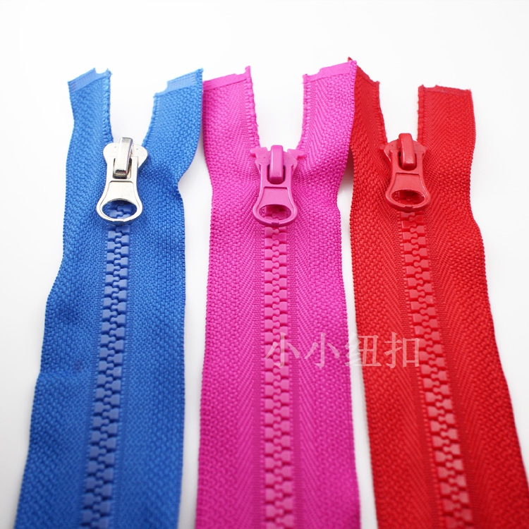 5号树脂拉链棉衣运动装长拉丝红蓝色拉锁运动衣服冲锋衣羽绒服女