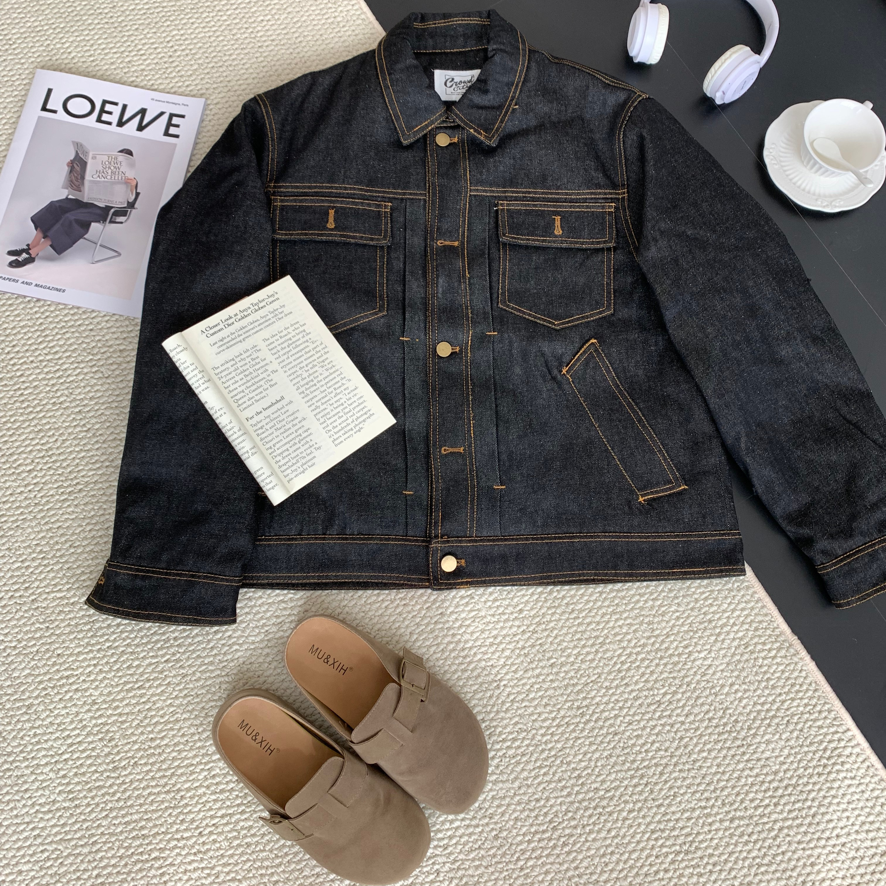 丹宁原牛重磅加厚翻领牛仔外套