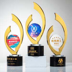 创意金属水晶奖杯公司优秀员工企业年会荣誉颁奖奖牌纪念品订制
