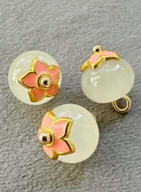 10mm新中式国风乳白色算盘珠粉托琉璃扣子旗袍汉服古装香云纱辅料