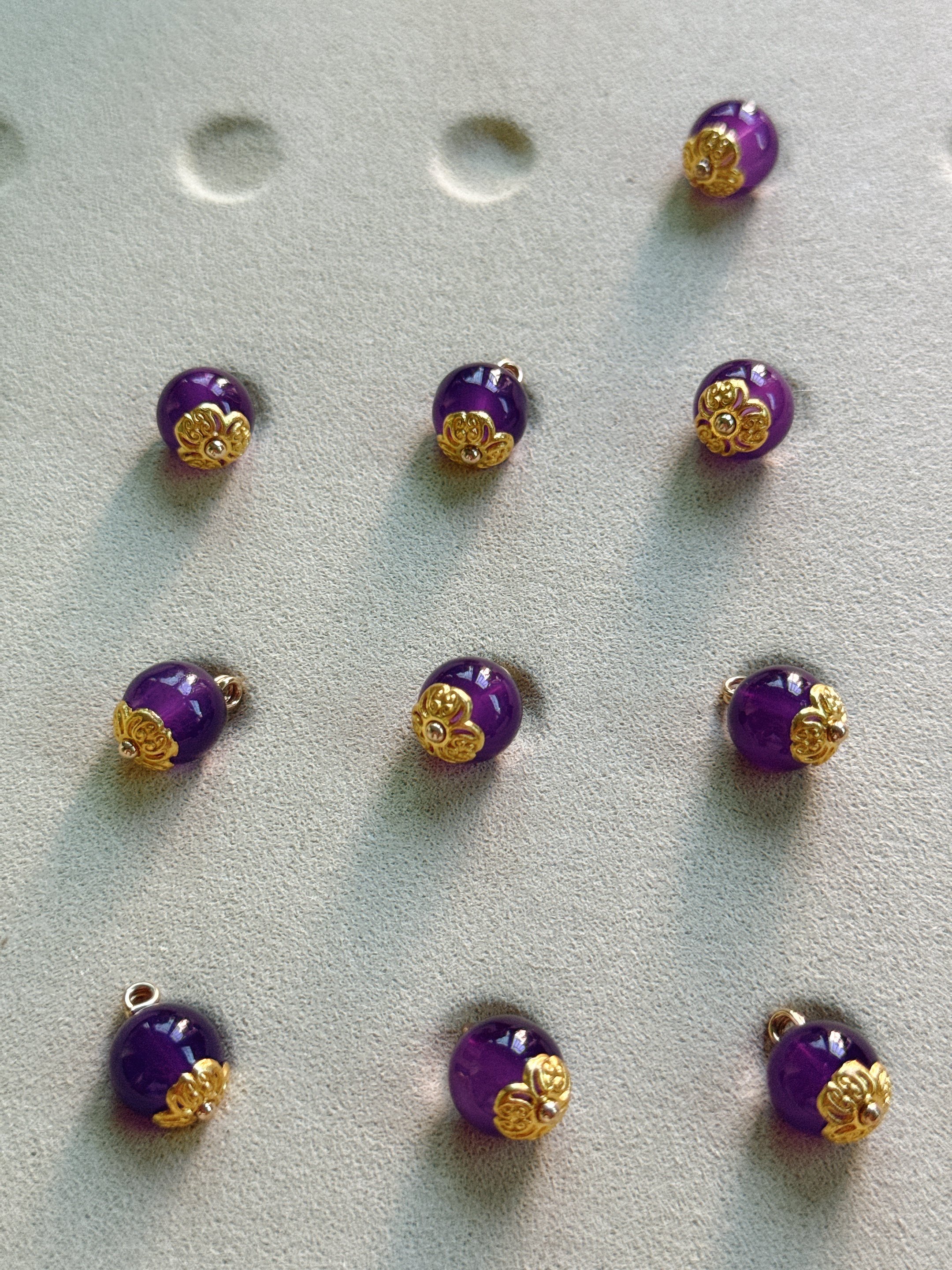 10mm新中式国风紫色琉璃圆珠花托纽扣女装旗袍汉服服装辅料扣子,居家布艺,纽扣,淘宝优惠券,粉丝福利购,淘宝优惠卷
