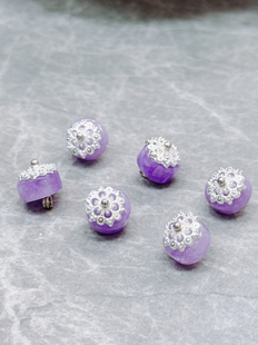 XITI10mm国风服饰配饰扣装饰扣车轮珠纽扣淡紫色真丝服饰纽扣