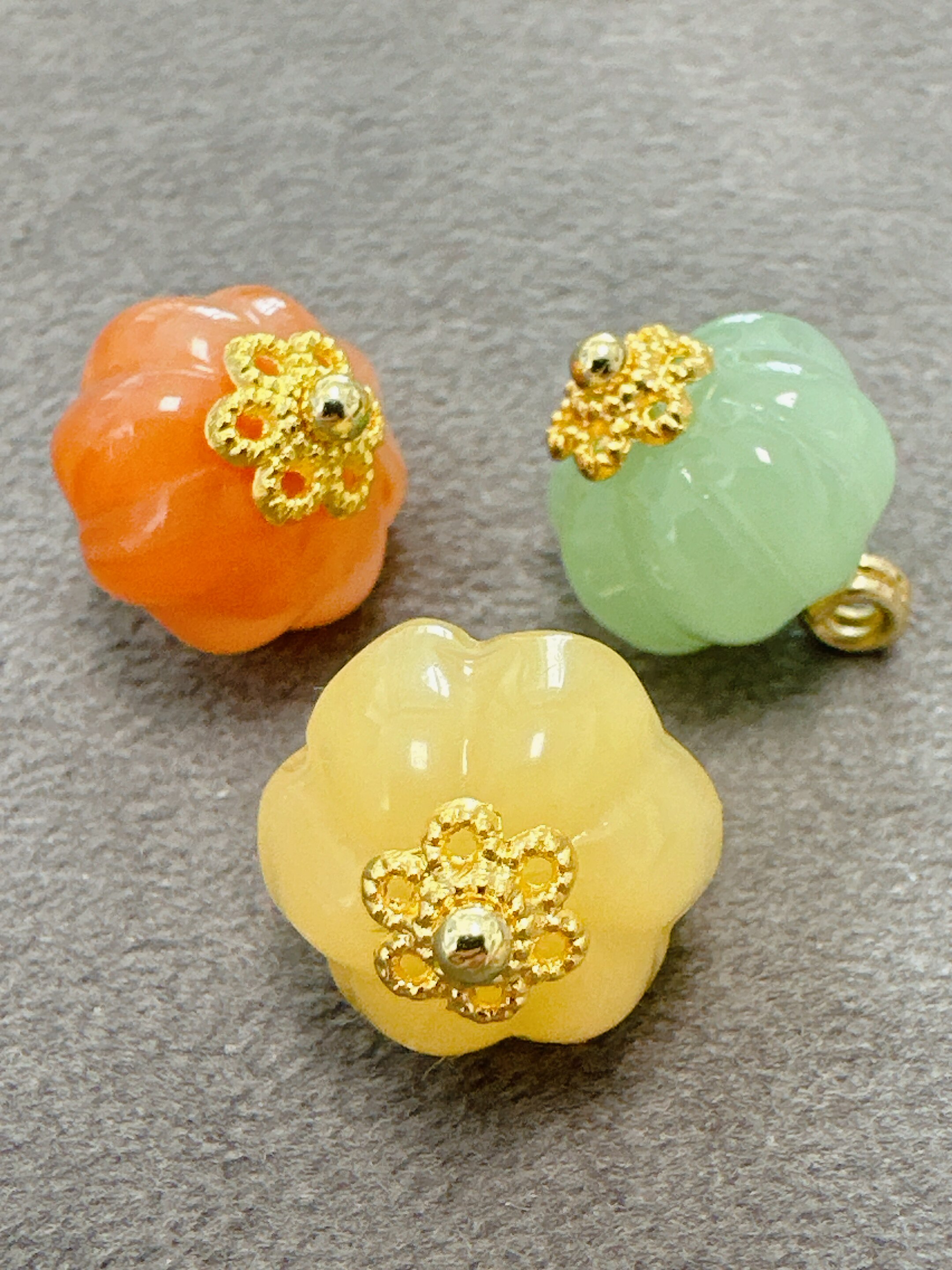 12mm新中式国风黄色橘色绿色南瓜珠扣子旗袍汉服古装香云纱辅料扣