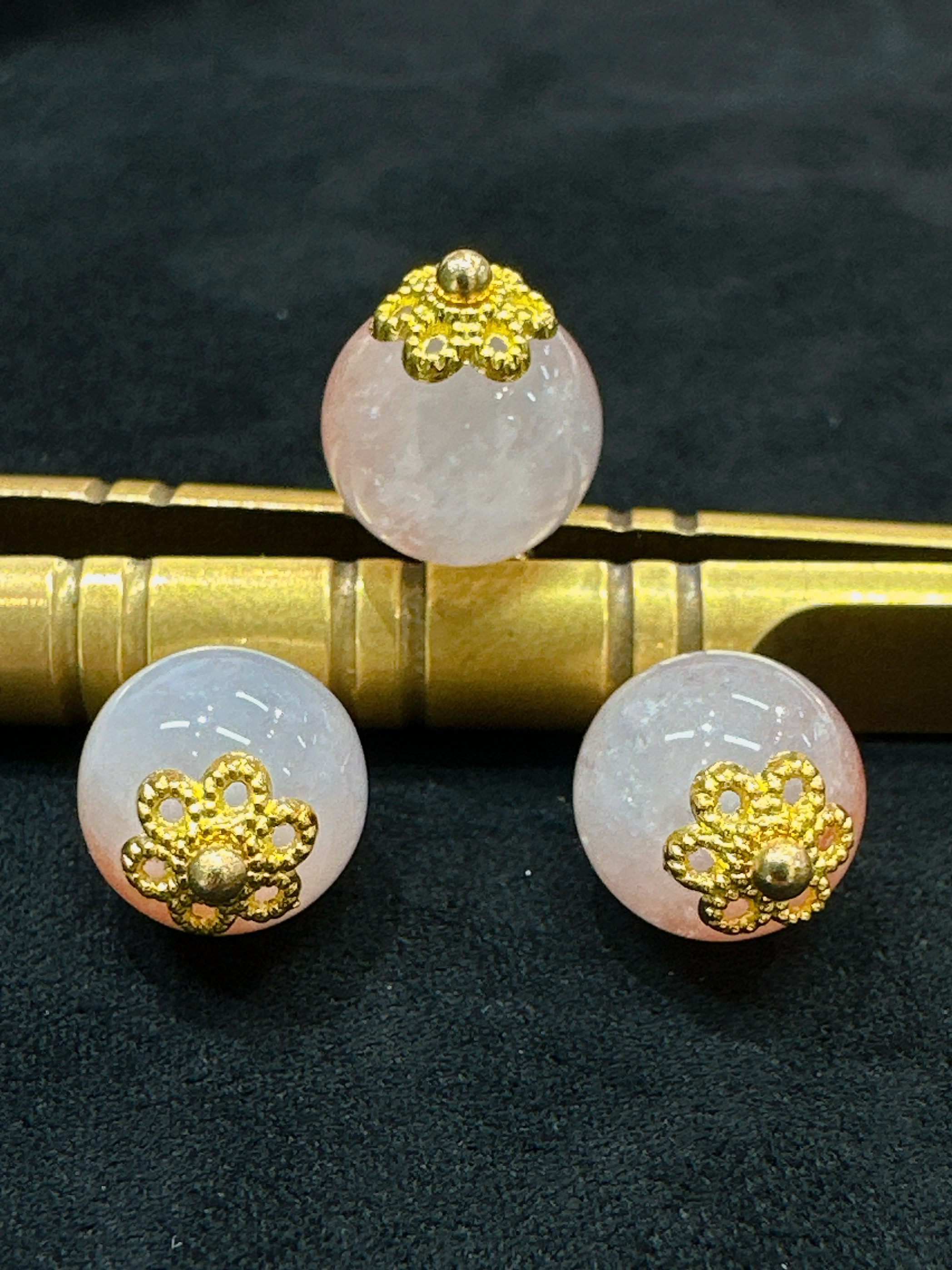 XITI10mm新中式国风天然石粉白色圆珠旗袍服装辅料香云纱真丝