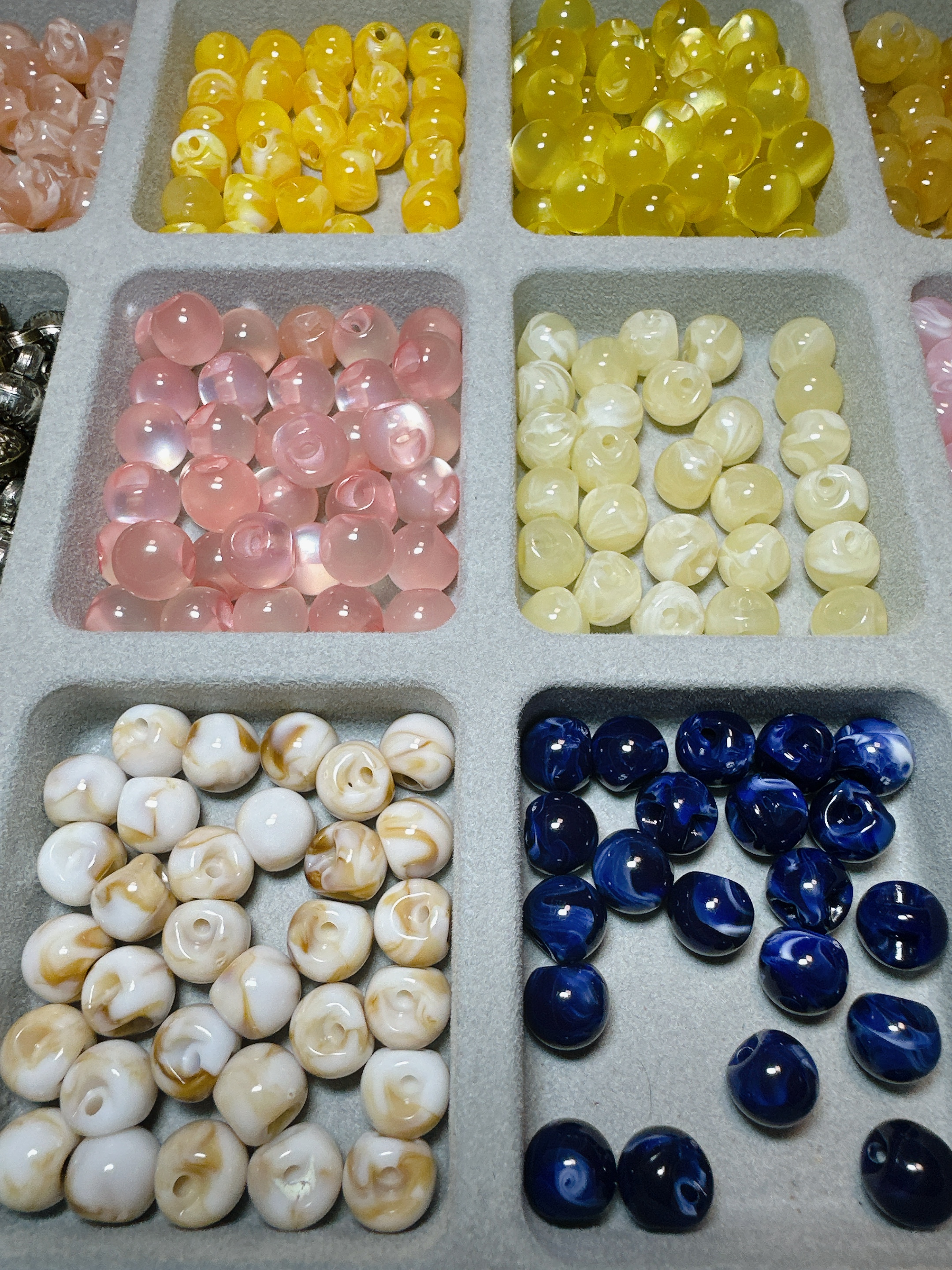 八颗装新中式国风汉服旗袍纽扣10mm紫粉黄白蓝树脂侧孔纽扣不掉色