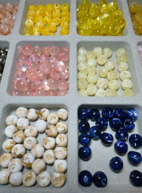 八颗装新中式国风汉服旗袍纽扣10mm紫粉黄白蓝树脂侧孔纽扣不掉色