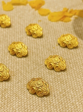 新中式国风汉服旗袍辅料14×11mm祥云金属纽扣