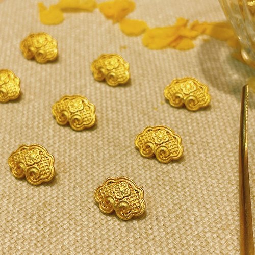 新中式国风汉服旗袍辅料14×11mm祥云金属纽扣