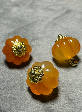 XITI新中式国风纽扣12mm通透黄色南瓜珠花托扣子旗袍服装辅料