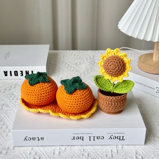 2023网红车载摆件大吉大利柿柿如意向日葵小盆栽新车落地顺顺利利