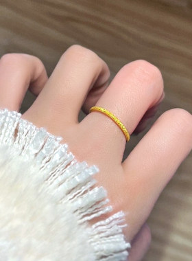 迷你满圈细闪满天星磨砂钛钢戒指精致叠戴素圈简约显白不掉色指环