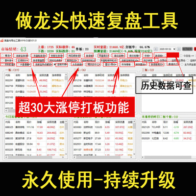 做龙头快速复盘工具每日高效涨停股票短线热点情绪周期板块竞价