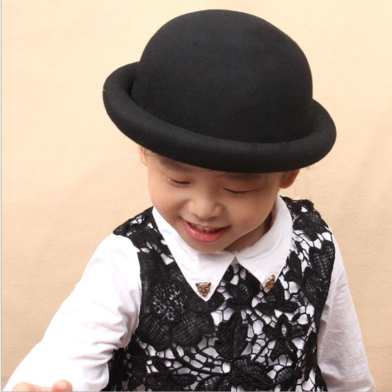 亲子帽子秋冬季保暖羊毛纯色盆帽男童女童逛街户外防寒毛呢小礼帽