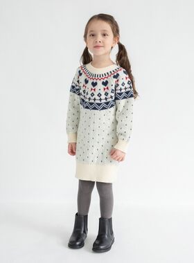 Kiddielove 日本代购 童装 Br. 螺纹几何针织毛线温暖毛衣连衣裙