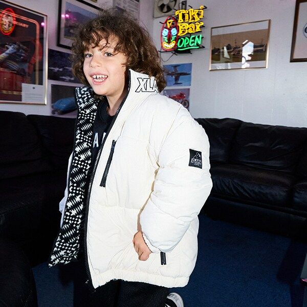 日本代购 童装 X-largeKids 两面可穿保暖夹棉立领绒衬里面包棉服