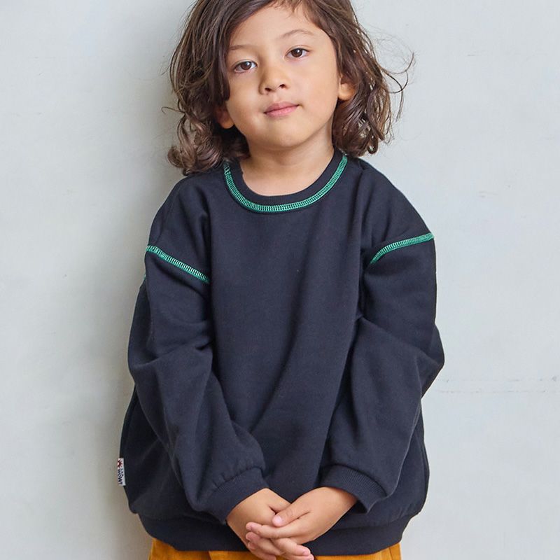 Kiddielove 日本代购 童装 LSP 刷绒保暖拼色缝线宽松休闲绒卫衣