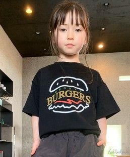 纯棉汉堡印花图案宽松短袖 日本代购 COLORS GROOVY T恤 童装