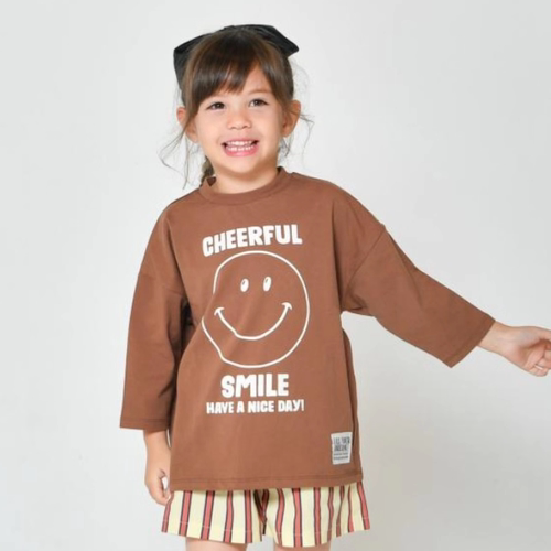 Kiddielove 日本代购 童装 NEWO 亲子纯棉笑脸印花休闲七分袖T恤